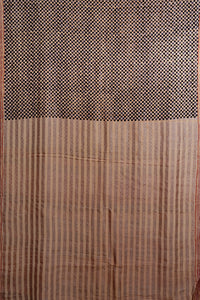 Hand woven tussar signature weave, block printed with natural dyes sari