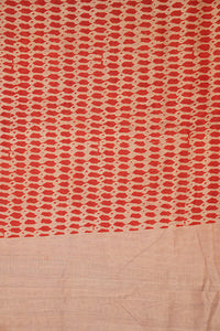 Hand woven cotton x tussar block print natural dye sari