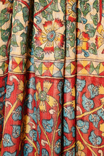 Load image into Gallery viewer, Hand woven self tussar check  handpainted kalamkari sari in nature dye