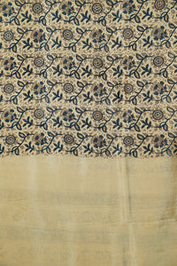 Hand woven cotton x silk block print natural dye sari